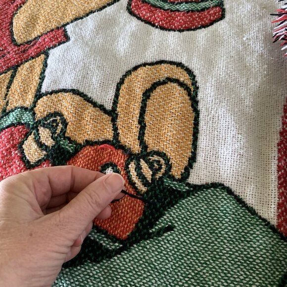 Vintage Disney Winnie Pooh Tapestry Throw Blanket C Is For Christmas 37” x 47” - Picture 3 of 14